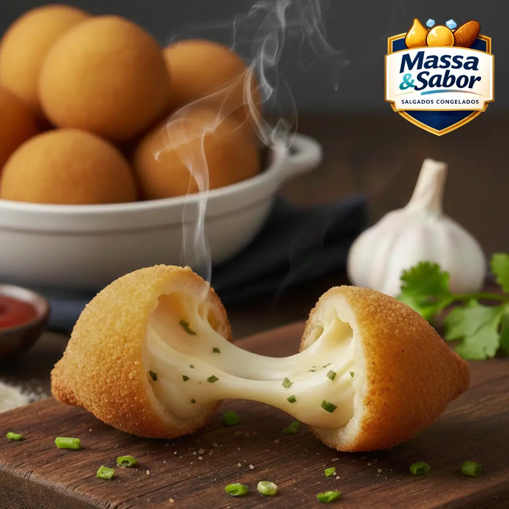 Bolinha de queijo crocante da Massa e Sabor: salgados congelados em São Gonçalo