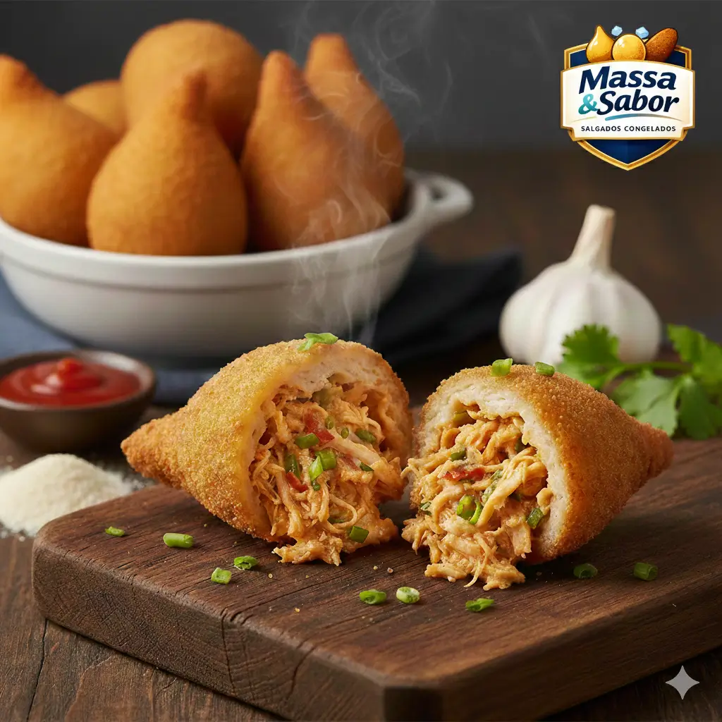 Coxinha recheada da Massa e Sabor: os melhores salgados congelados em São Gonçalo